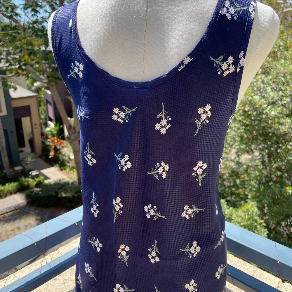 90s Vintage Blue Floral Slip Dress - Picture 6 of 9